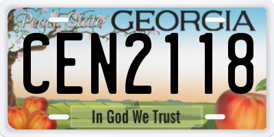 GA license plate CEN2118