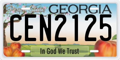 GA license plate CEN2125