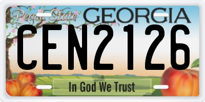 GA license plate CEN2126