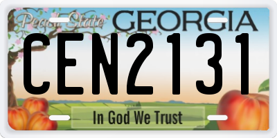 GA license plate CEN2131