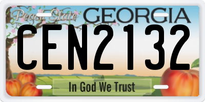 GA license plate CEN2132