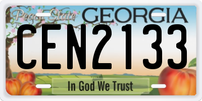 GA license plate CEN2133