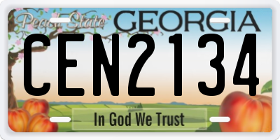 GA license plate CEN2134
