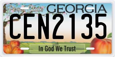 GA license plate CEN2135