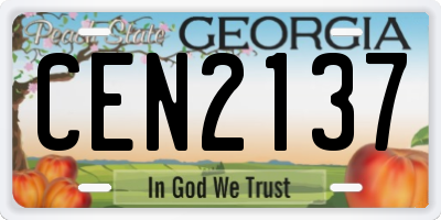 GA license plate CEN2137