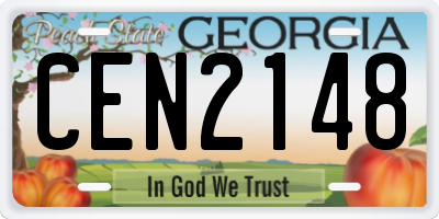 GA license plate CEN2148