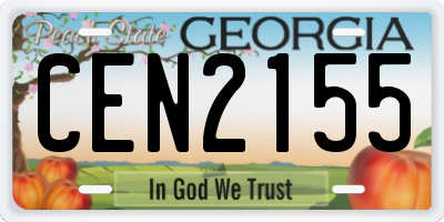 GA license plate CEN2155