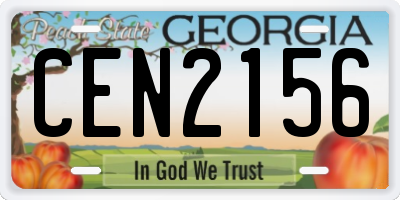 GA license plate CEN2156