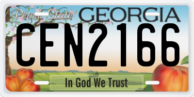 GA license plate CEN2166