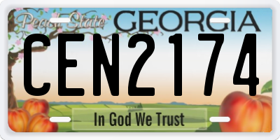 GA license plate CEN2174