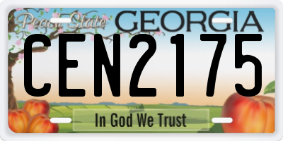 GA license plate CEN2175
