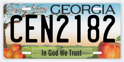 GA license plate CEN2182