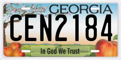 GA license plate CEN2184