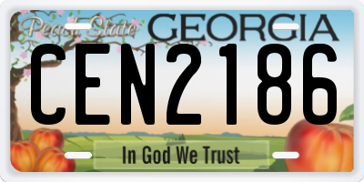 GA license plate CEN2186