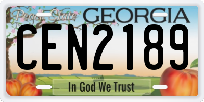 GA license plate CEN2189