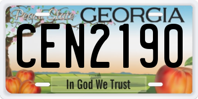 GA license plate CEN2190