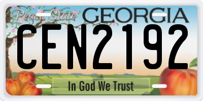 GA license plate CEN2192