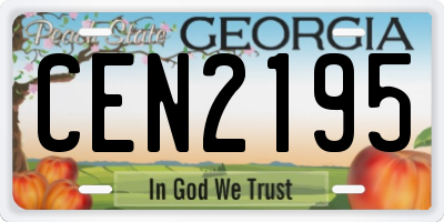 GA license plate CEN2195