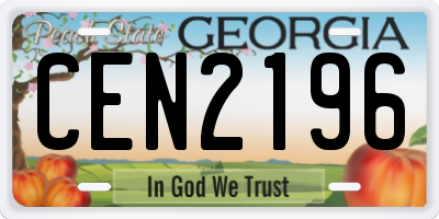 GA license plate CEN2196
