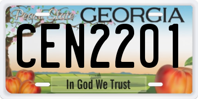 GA license plate CEN2201