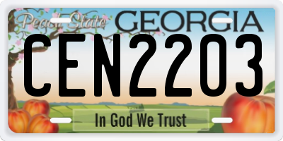 GA license plate CEN2203