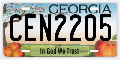 GA license plate CEN2205