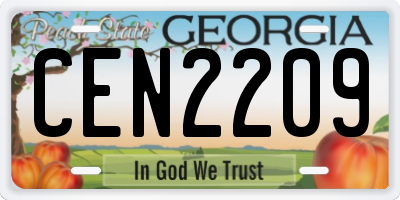 GA license plate CEN2209