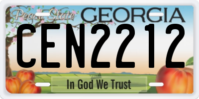 GA license plate CEN2212