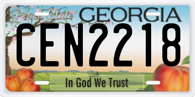 GA license plate CEN2218