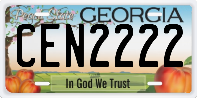 GA license plate CEN2222