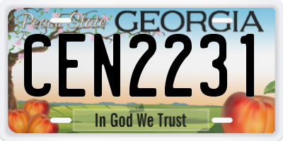 GA license plate CEN2231