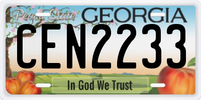 GA license plate CEN2233