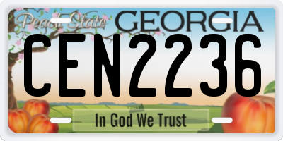 GA license plate CEN2236