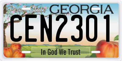 GA license plate CEN2301