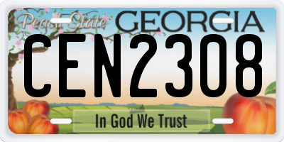 GA license plate CEN2308