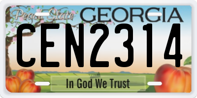 GA license plate CEN2314