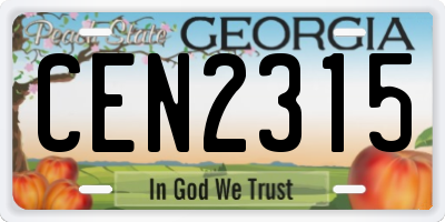 GA license plate CEN2315