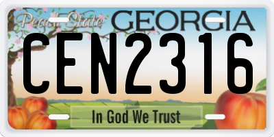 GA license plate CEN2316