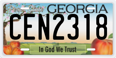 GA license plate CEN2318