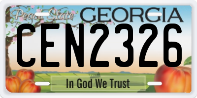 GA license plate CEN2326