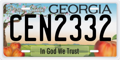 GA license plate CEN2332