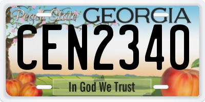 GA license plate CEN2340