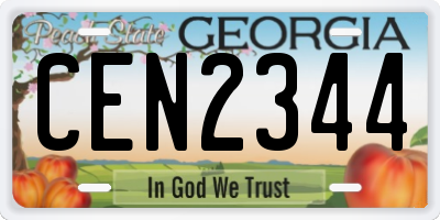 GA license plate CEN2344