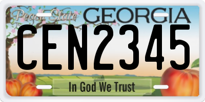GA license plate CEN2345
