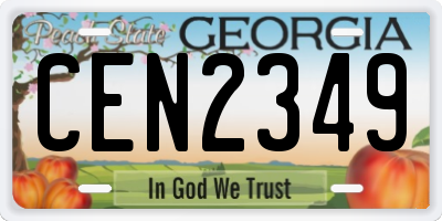 GA license plate CEN2349