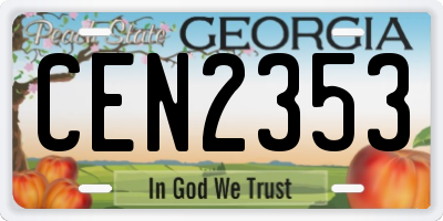 GA license plate CEN2353