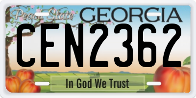 GA license plate CEN2362