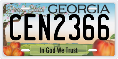 GA license plate CEN2366