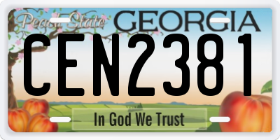 GA license plate CEN2381