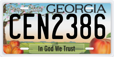 GA license plate CEN2386